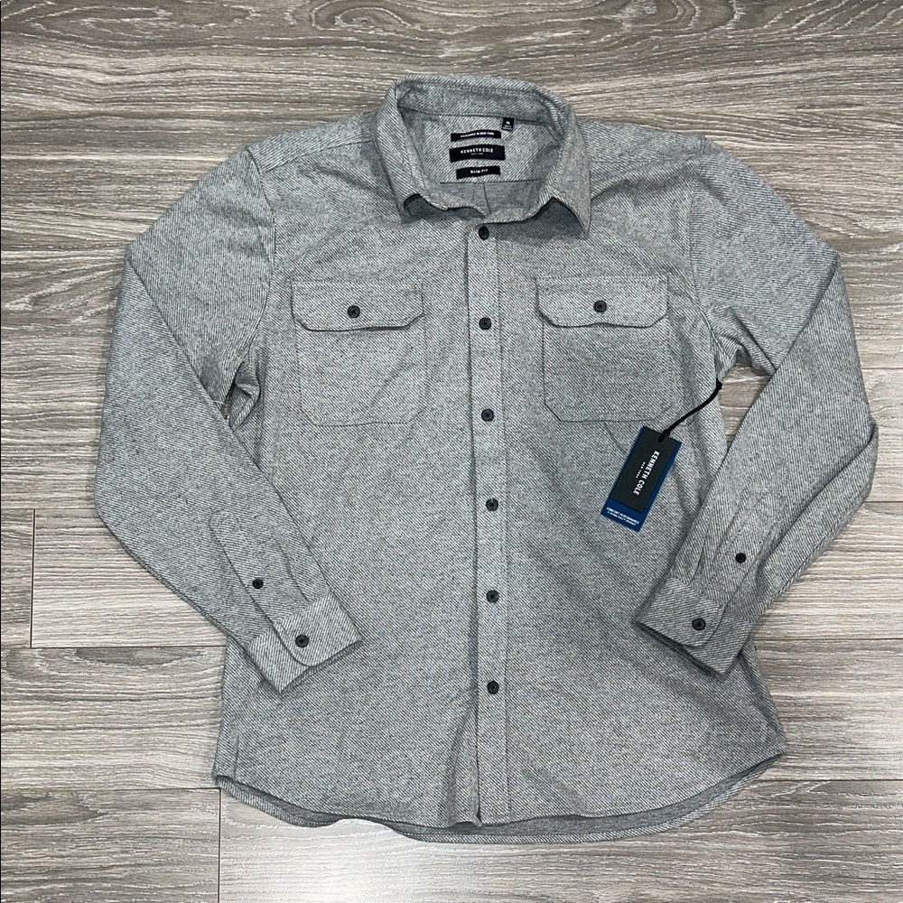 Kenneth Cole Gray Casual Button-Down Shirt